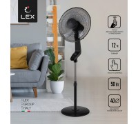 Lex LXFC 8343, 16" напольный вентилятор с ПДУ, черный